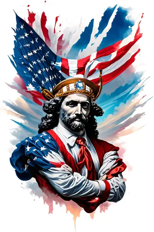 patriotic arm sleeve tattoo design idea