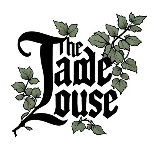 The word jade, the word louise with a branch of ivy tattoo design idea
