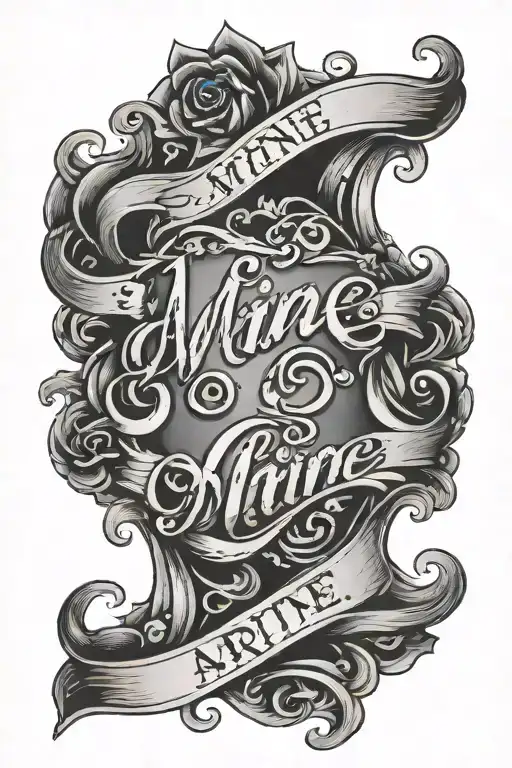 mine written in cursive tattoo design idea