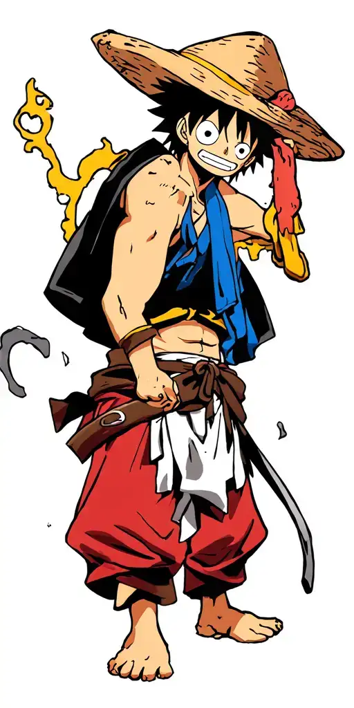 One Piece anime full Strawhat pirates, Luffy in gear 5 tattoo design idea