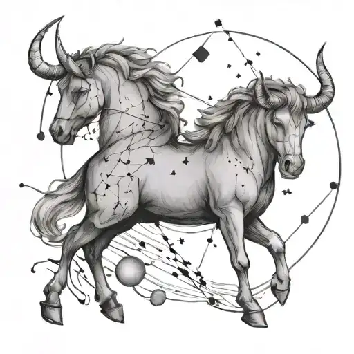 Sagittarius and taurus constellation tattoo design idea