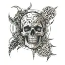 Incorporate Metalcore music elements into a dark and twisted design tattoo design idea