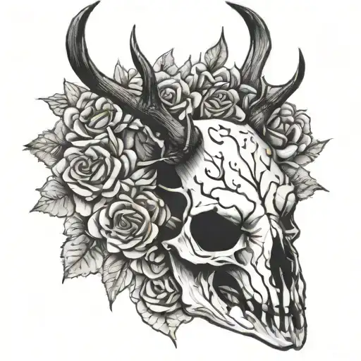 deer skull tattoo design idea