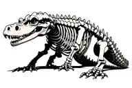 aligator skeleton full length with some flesh tattoo design idea