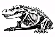 aligator skeleton full length with some flesh tattoo design idea