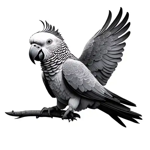 African Grey Parrot tattoo design idea