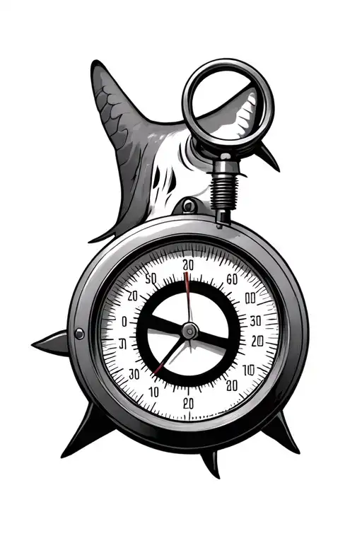 pressure gauge surrounded by a shark tattoo design idea