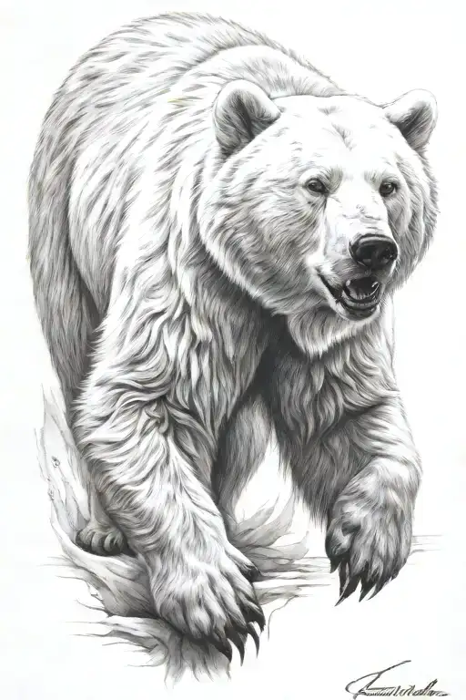 Angry White Kermode bear tattoo design idea