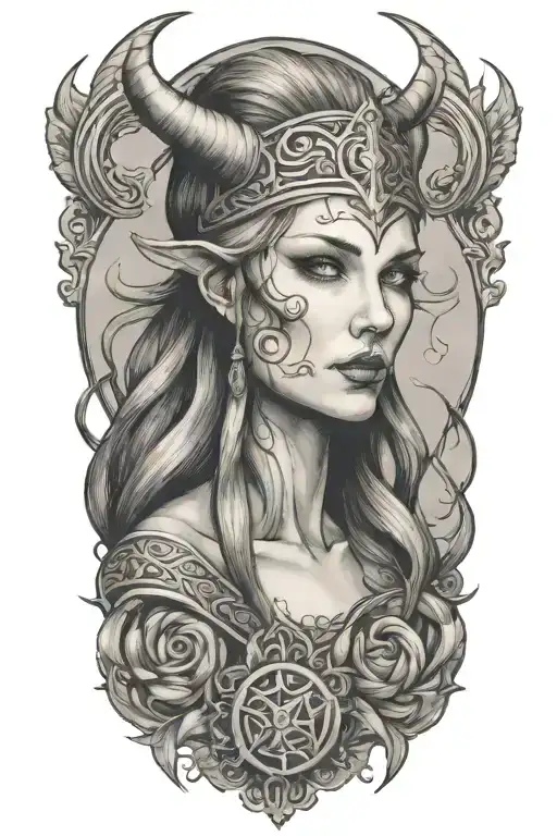 viking witch evil tattoo design idea