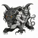 hades holding cerberus tattoo design idea