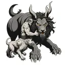hades holding cerberus tattoo design idea