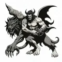 hades holding cerberus tattoo design idea