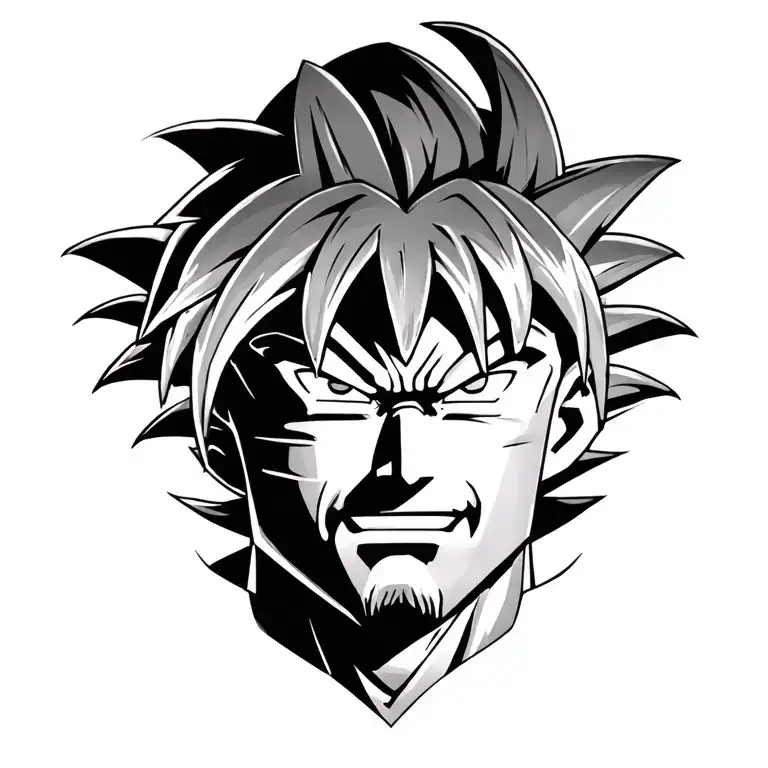Goku face Greek God tattoo design idea
