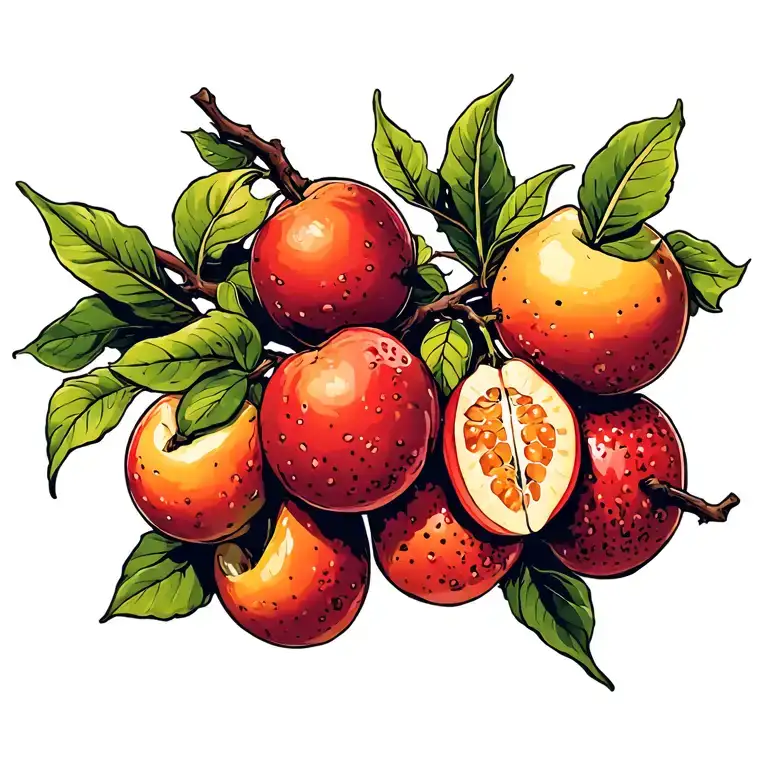 tree limb with fruit tattoo design idea