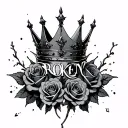 "BROKEN" broken king crown with roses tattoo design idea