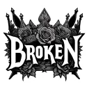 "BROKEN" broken king crown with roses tattoo design idea