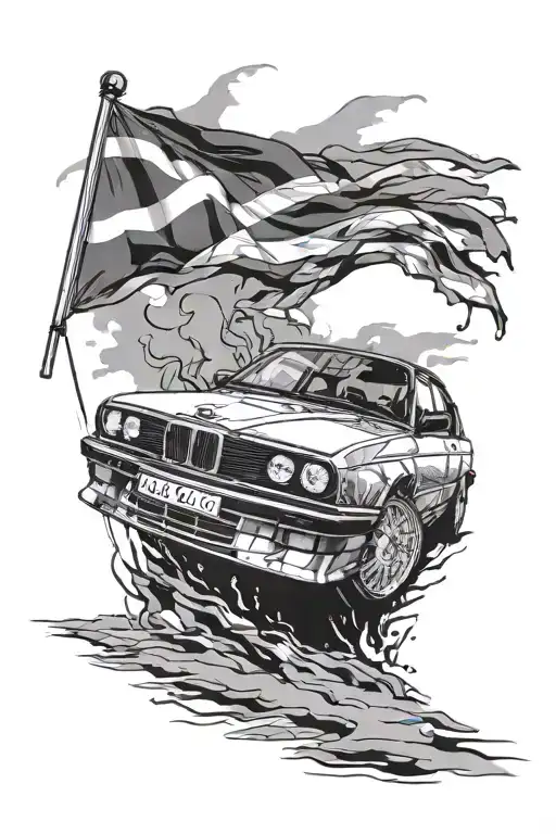 Ellie Mie bmw e30 drift danish flag tattoo design idea