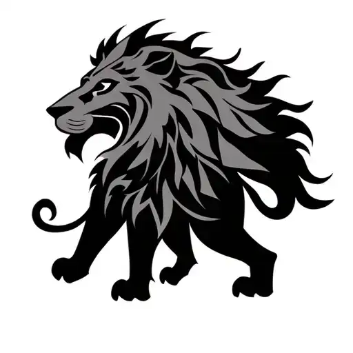 Lion viking tribal patterns tattoo design idea
