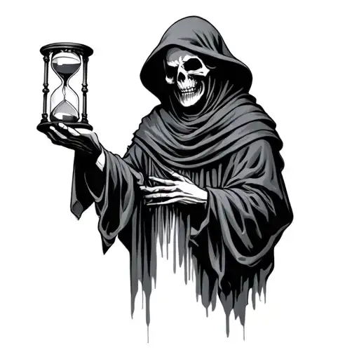 A Grim Reaper Holding an Hourglass tattoo design idea