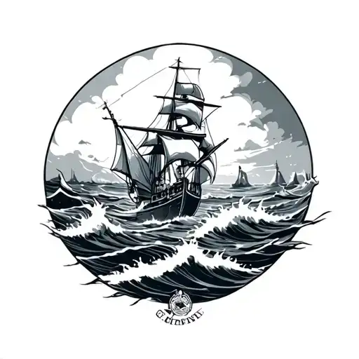 sailor against tide tattoo design idea
