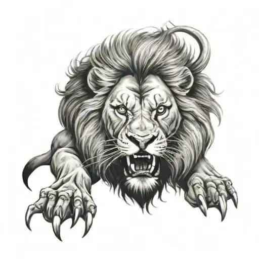 evil demonic lion tattoo design idea