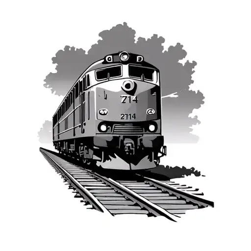 Train numbered 2714 on tracks  tattoo design idea