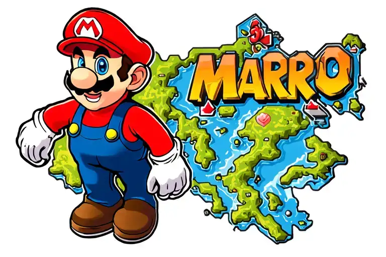 mario map tattoo design idea
