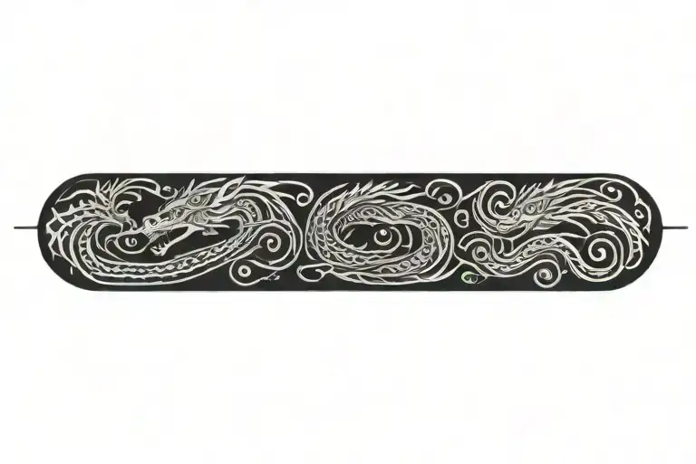 tribal pattern upper arm band dragon breathing fire tattoo design idea