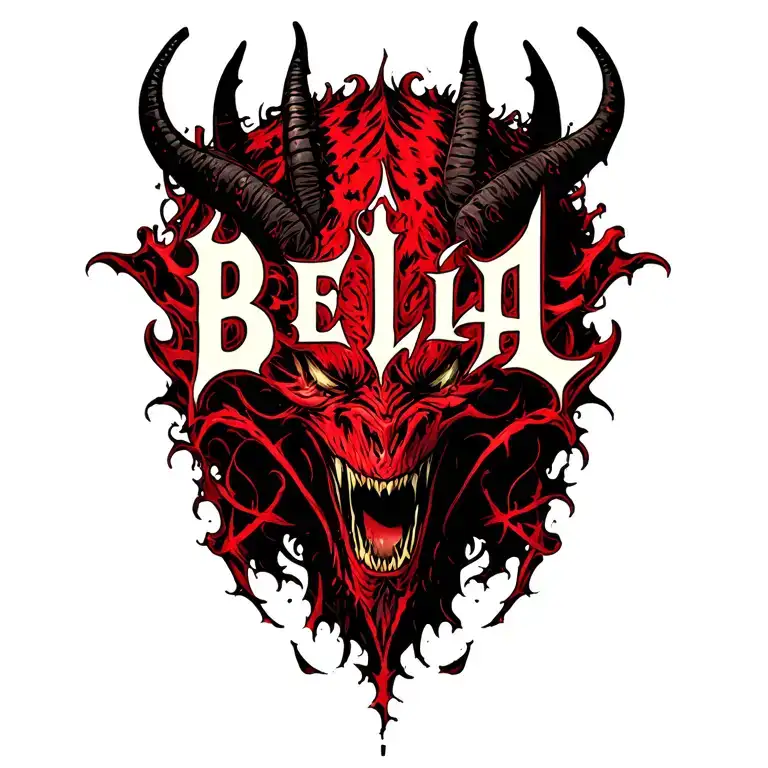 "B E L I A L" BELIAL DEMON tattoo design idea