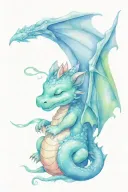 cute sleeping baby dragon tattoo design idea