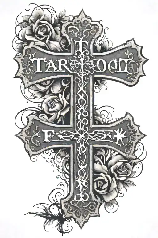 forearm tattoo with that included the scripture 2 Timothy 4:17 and the triple crosses tattoo design idea
