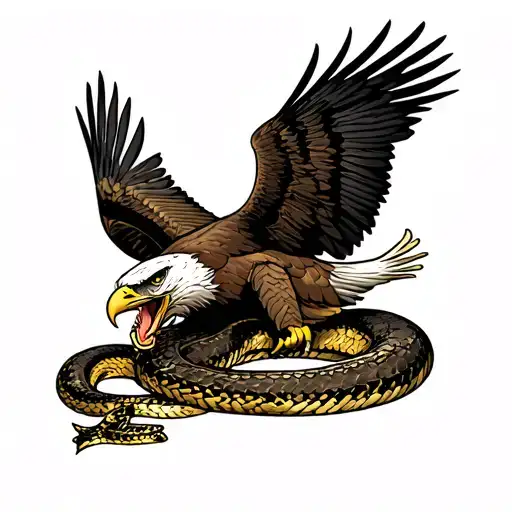 eagle eating don't tread on me snake  tattoo design idea