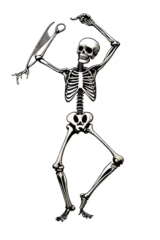 Skeleton dancing tattoo design idea