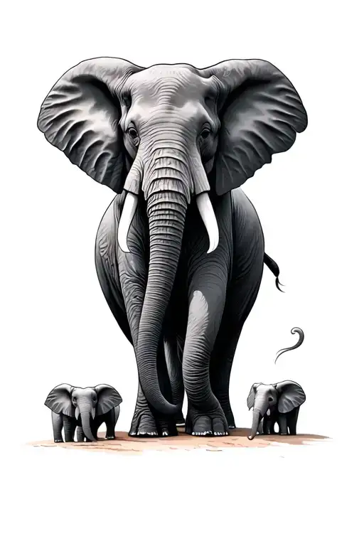 4 elephants family tattoo tattoo design idea