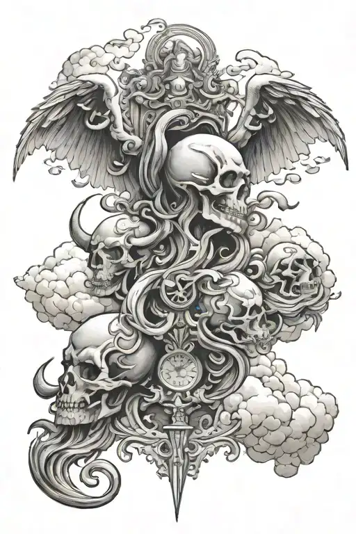 heaven vs hell tattoo design idea
