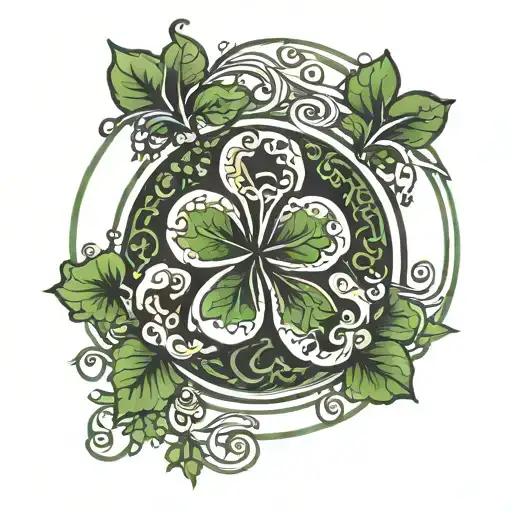 galic circle with four leaf clover on inside representing tattoo design idea