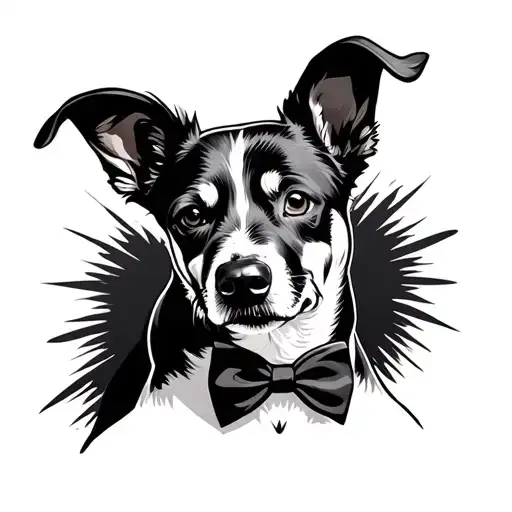 blue heeler with bow tie tattoo design idea