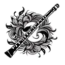 shree shyam written with flute surrounded tattoo design idea