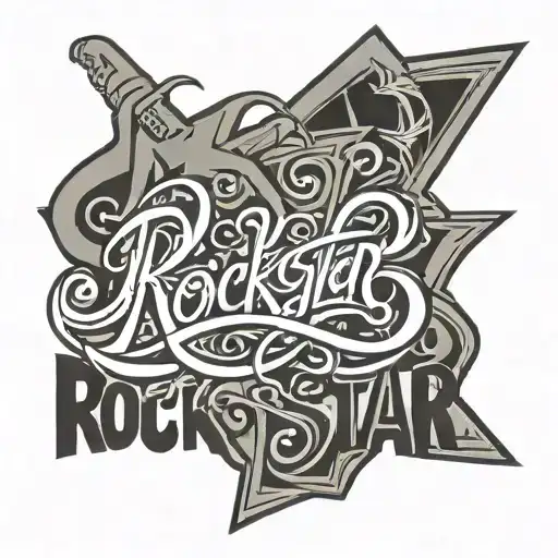 rockstar hand lettering in calligraphy tattoo design idea