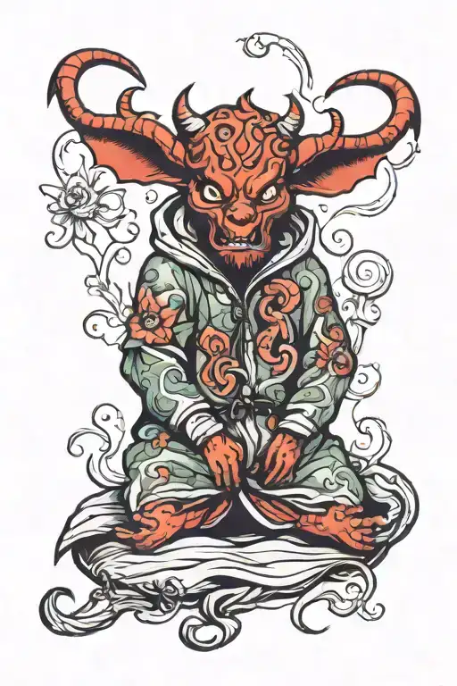 The Devil in a sleeping bag tattoo design idea