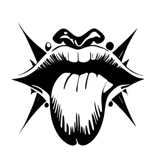 lips, tongue out tattoo design idea