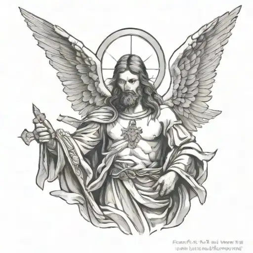 make me a small tattoo of arch angel michael jesus cross tattoo design idea