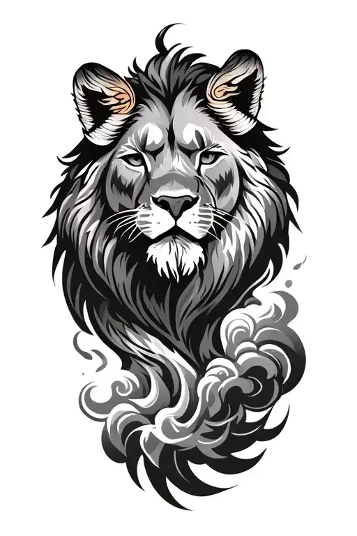 mountain, lion, taurus zodiac, nepali flag, mandala, cloud effect, love passion struggle tattoo design idea