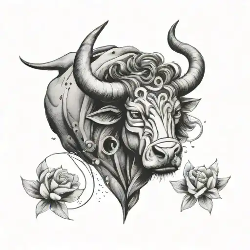 Taurus zodiac symbol constellation intertwined representing the client's tattoo design idea