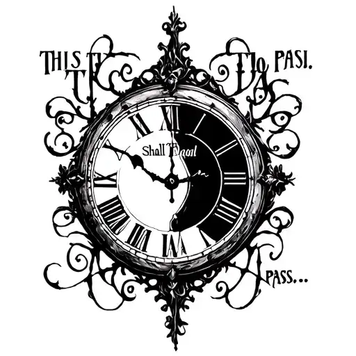 "This too shall pass…" "This too shall pass…" with simplistic roman clock tattoo design idea