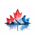 Mountains and lakes Canada flag tattoo design idea