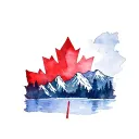 Mountains and lakes Canada flag tattoo design idea