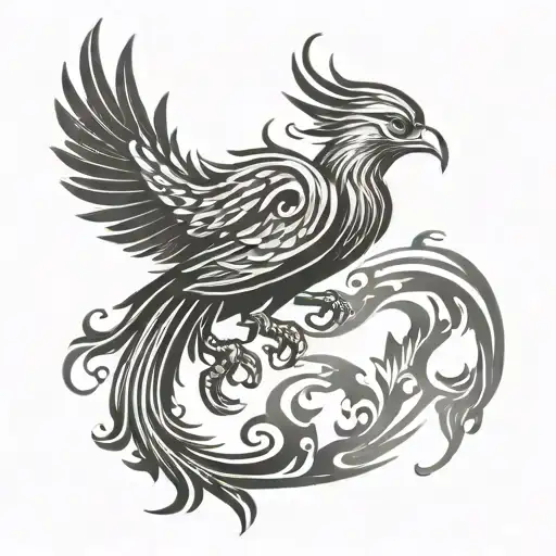 simple phoenix chines symbols for prosperity and rebirth tattoo design idea