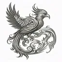 simple phoenix chines symbols for prosperity and rebirth tattoo design idea