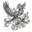 simple phoenix chines symbols for prosperity and rebirth tattoo design idea